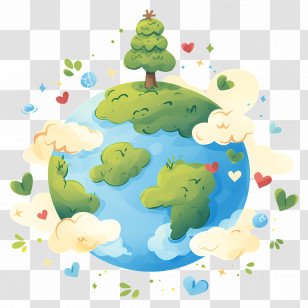 Planet Earth - Earth With Tree And Clouds Transparent PNG