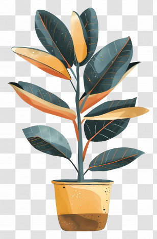 Rubber Tree - Modern Rubber Plant In A Pot Illustration Transparent PNG