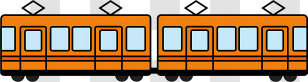 Train - Orange Cartoon Train With Two Carriages Transparent PNG