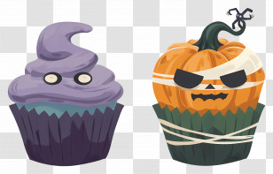 Halloween Cupcakes - Halloween Cupcakes With Pumpkin And Witch Hat Designs Transparent PNG