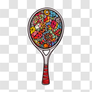 Tennis Racket - Colorful Artistic Tennis Racket Transparent PNG