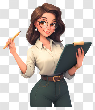 3d Teacher - Professional Woman With Clipboard Transparent PNG