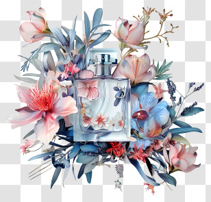 Fragrance Day - Perfume Bottle With Flowers Transparent PNG
