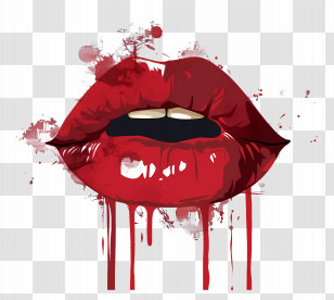 Kiss Stain - Red Lips With Dripping Paint Transparent PNG