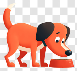 Dog Eating Dry Food - Red Dog Eating From Bowl Transparent PNG