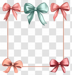 Ribbon Border - Square Frame With Colorful Bows Transparent PNG