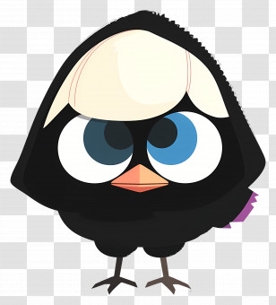 Calimero - Cartoon Black Bird With Large Blue Eyes Transparent PNG
