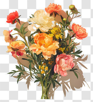 Peony Flower Arrangement - Beautiful Bouquet Of Flowers Transparent PNG