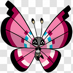 Vivillon - Pink Butterfly Cartoon Illustration Transparent PNG