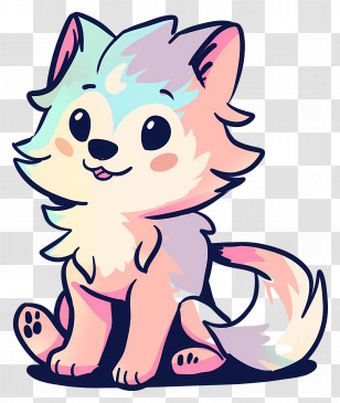 Cute Cartoon Wolf - Adorable Colorful Puppy Cartoon Illustration Transparent PNG