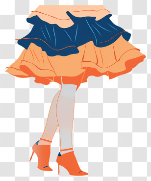 Skirt - Colorful Ruffled Skirt With Heels Transparent PNG