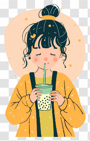 Person Drinking Bubble Tea - Person Drinking Bubble Tea With Straw Transparent PNG