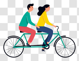 Couple Cycling Together - Couple Riding Tandem Bicycle Transparent PNG