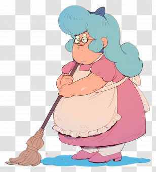 Woman Cleaning - Cartoon Woman With Mop Transparent PNG