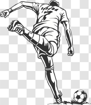 Sports - Soccer Player Kicking Ball Sketch Transparent PNG