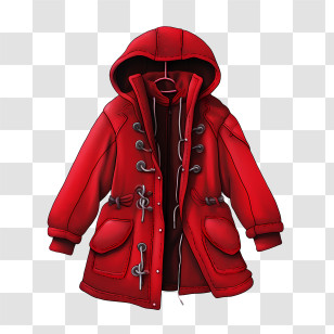 Winter Coat - Red Hooded Winter Coat Illustration Transparent PNG