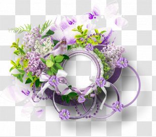 Border Flowers Purple Clip Art - Garland - Beautiful Flower Cluster Transparent PNG