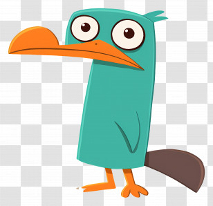 Perry The Platypus - Tall Cartoon Bird With Orange Beak Transparent PNG