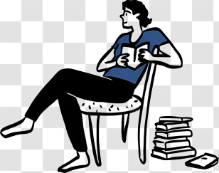 Web - Illustration Of A Man Reading Books While Seated Transparent PNG
