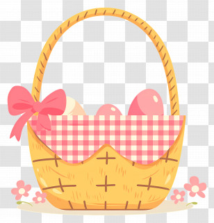 Handled Basket - Easter Basket Filled With Eggs Transparent PNG