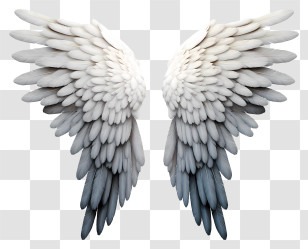 Flat Angel Wings - Gray Gradient Feathered Angel Wings Transparent PNG