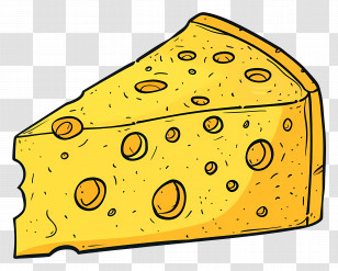 Cheese Wedge Illustration - Illustrated Cheese Wedge With Holes Transparent PNG