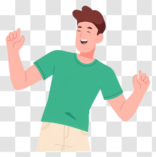 Man Feeling Happy - Happy Man Dancing In Green Shirt Transparent PNG