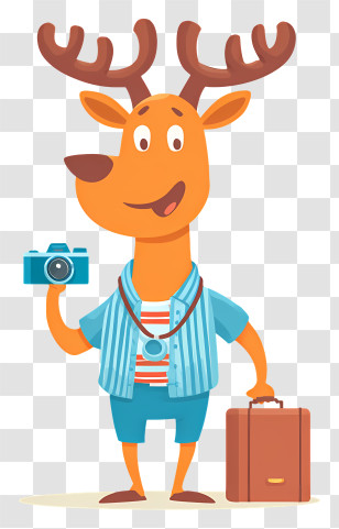 Reindeer Tourist - Traveler Deer With Camera Transparent PNG