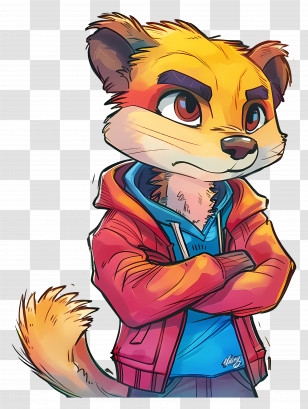 Marten - Confident Cartoon Animal In Hoodie Transparent PNG