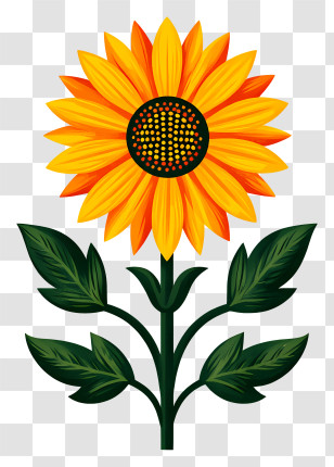 Sunflower Logo - Yellow Sunflower With Green Leaves Transparent PNG