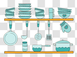 Coffee - Kitchen Utensils On Shelf Transparent PNG