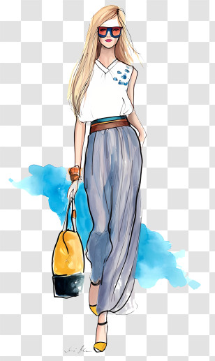 Woman - Stylish Woman Fashion Illustration Transparent PNG