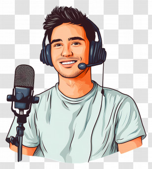Man Hosting Live Stream - Man With Microphone Transparent PNG