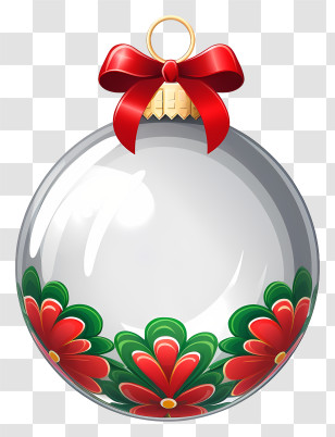 Glass Ornament - Christmas Ornament With Red Bow Transparent PNG