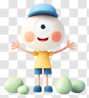 Cartoon Single Eye Figure - Cute One-eyed Kid Character Transparent PNG