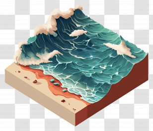 Isometric Sea - Ocean Waves On Sandy Beach Transparent PNG