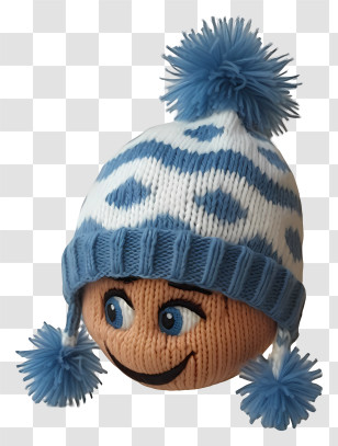 Knit Cap - Smiling Face With Knitted Winter Hat Transparent PNG
