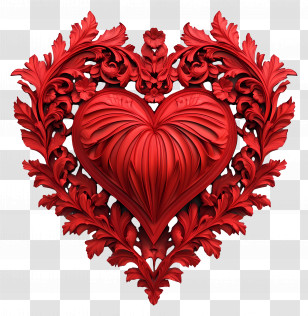 Valentines Day - Ornate Red Heart Transparent PNG