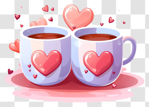 Coffee Cup - Romantic Heart Mugs For Couples Transparent PNG