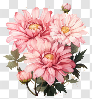 Hand Drawn Pink Flower - Pink Chrysanthemum Flowers Illustration Transparent PNG