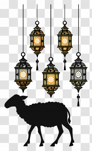 Eid Al Adha - Eid Al-Adha Lanterns With Sheep Design Transparent PNG