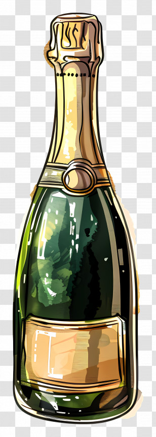 Champagne Bottle Illustration - Illustration Of A Champagne Bottle Transparent PNG