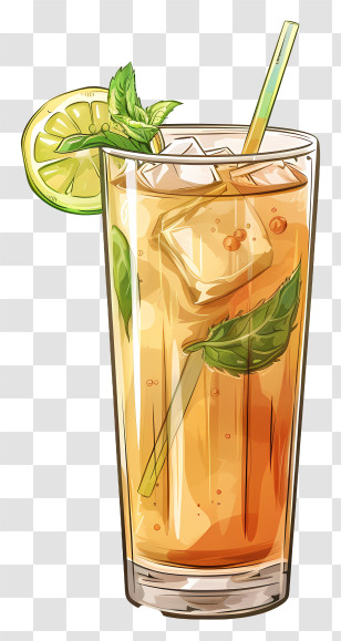 Jal Jeera Beverage - Iced Tea With Lemon And Mint Illustration Transparent PNG
