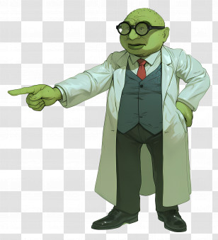 Balding Scientist - Cartoon Green Scientist Illustration Transparent PNG