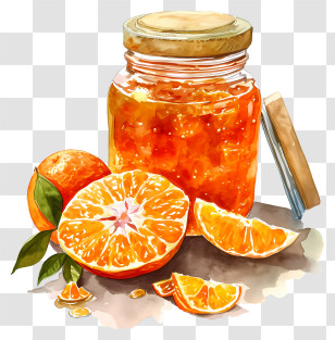 Marmalade - Jar Of Orange Jam With Fresh Oranges Transparent PNG