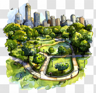 Urban Park - Beautiful City Park Transparent PNG