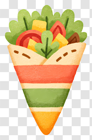 Shawarma Wrap - Colorful Vegetable Wrap Illustration Transparent PNG