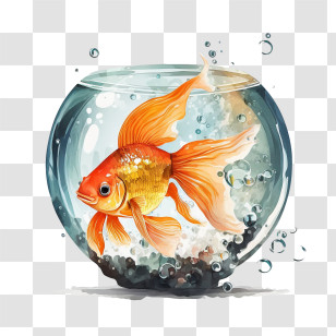 Gold Fish
 - Goldfish Swimming In A Glass Bowl Transparent PNG