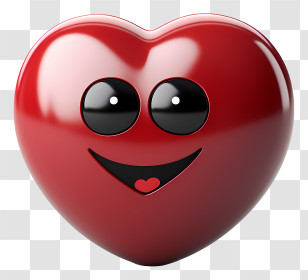 Heart Icon - Cartoon Red Smiling Heart Design Transparent PNG