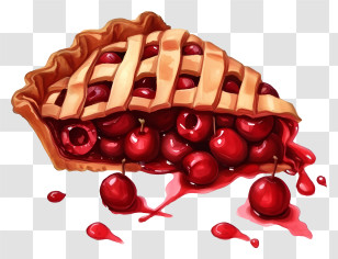 Vector Draw Character Design - Delicious Cherry Pie With Lattice Crust Transparent PNG